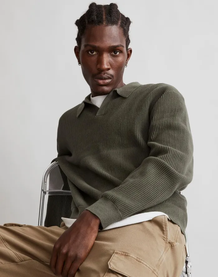 Men Shirts Madewell JohnnyCollar LongSleeve Sweater Polo