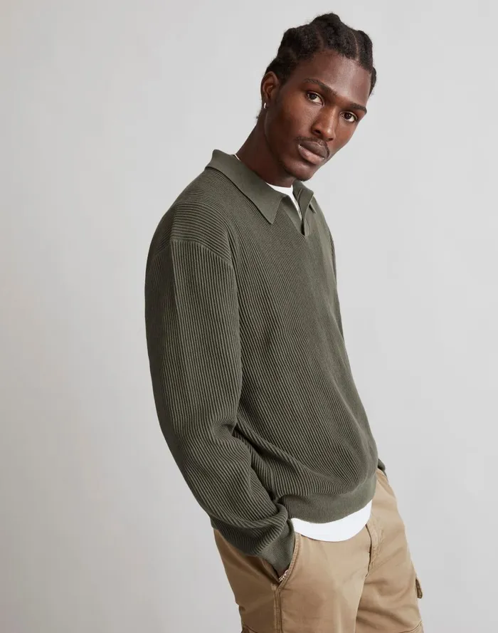 Men Shirts Madewell JohnnyCollar LongSleeve Sweater Polo