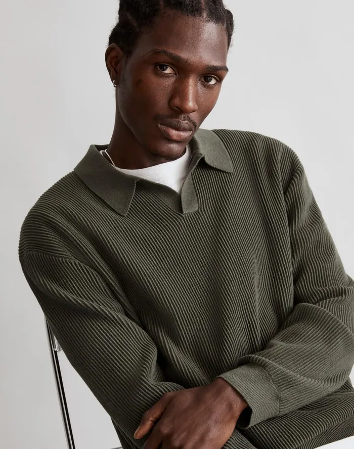 Men Shirts Madewell JohnnyCollar LongSleeve Sweater Polo