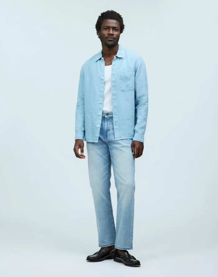 Men Shirts Madewell Linen LongSleeve ButtonUp Shirt