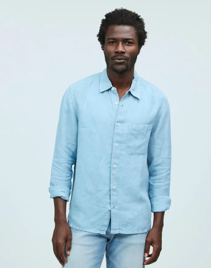Men Shirts Madewell Linen LongSleeve ButtonUp Shirt
