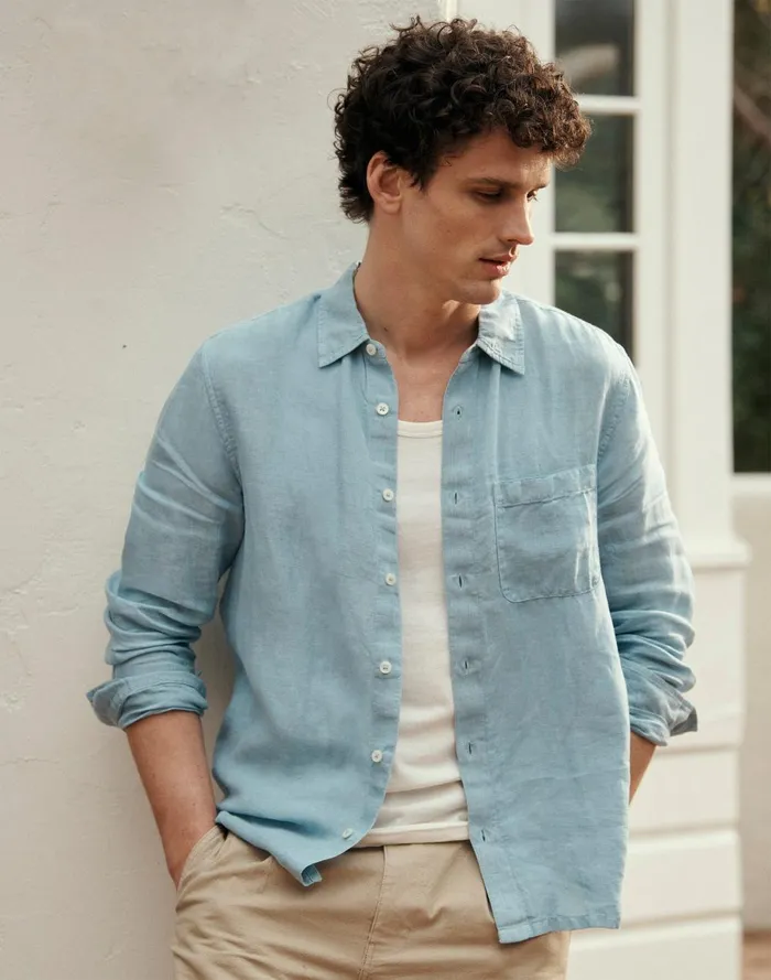Men Shirts Madewell Linen LongSleeve ButtonUp Shirt