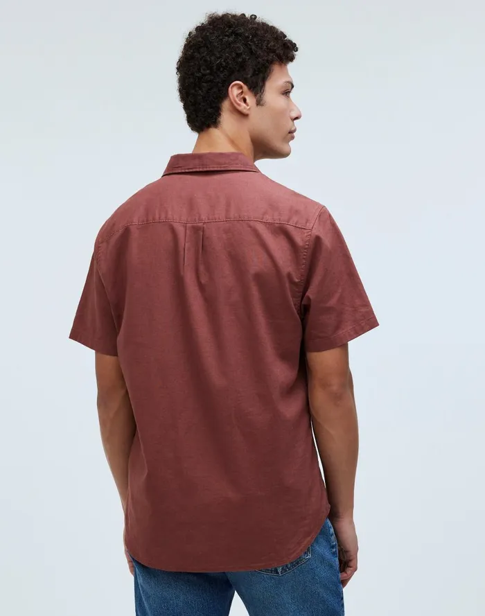 Men Shirts Madewell Perfect ShortSleeve Shirt In HempCotton Blend