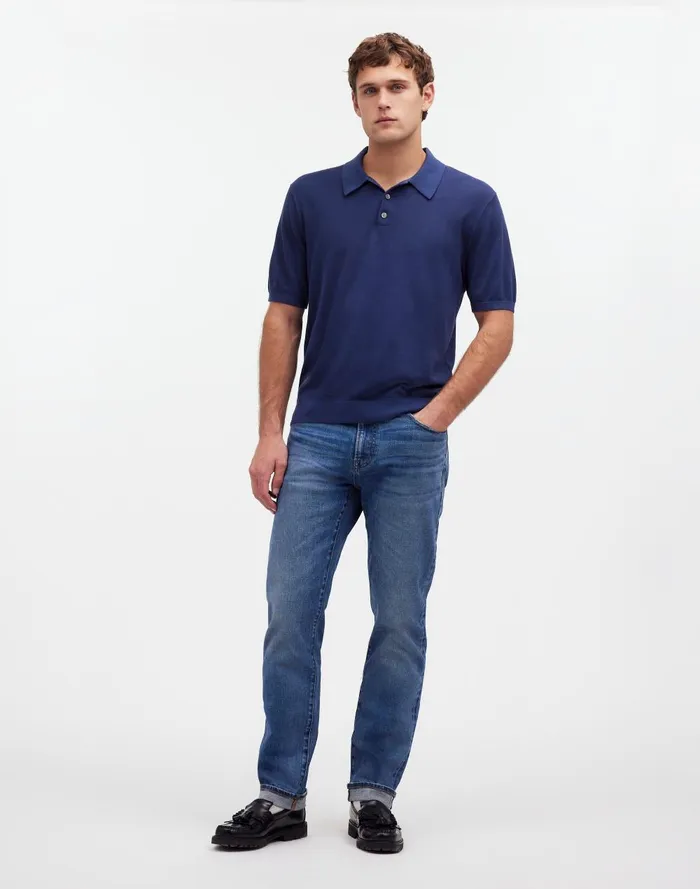 Men Shirts Madewell ThreeButton Sweater Polo Shirt In Garment Dye