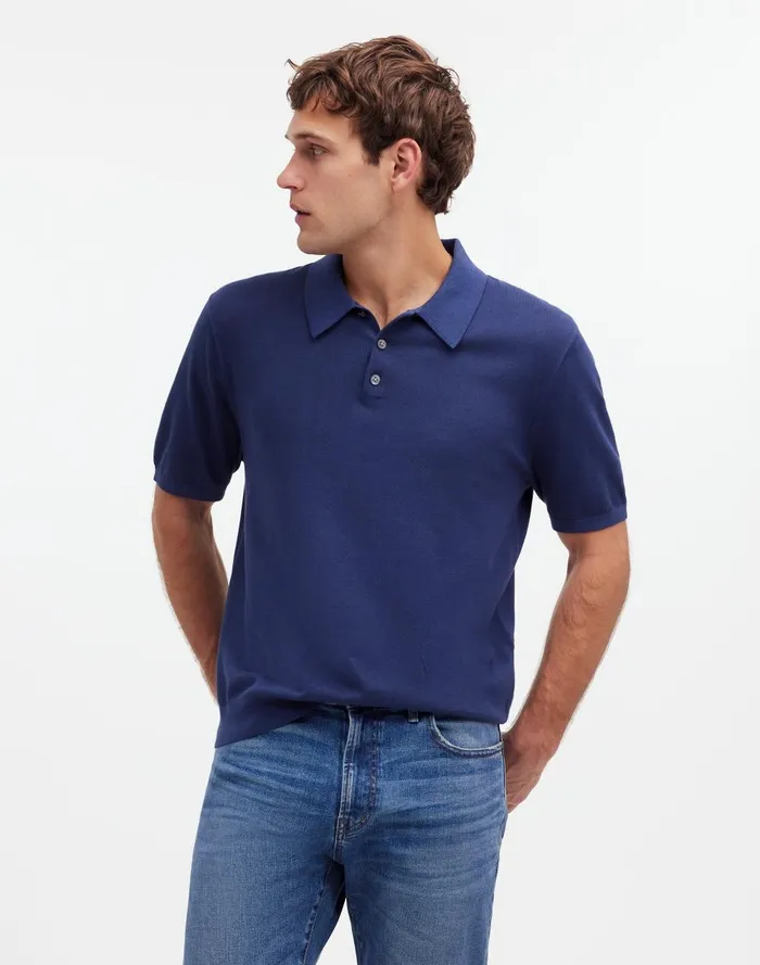 Men Shirts Madewell ThreeButton Sweater Polo Shirt In Garment Dye