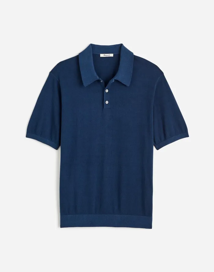 Men Shirts Madewell ThreeButton Sweater Polo Shirt In Garment Dye