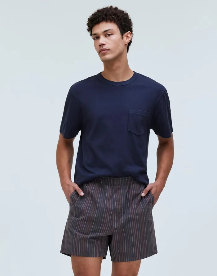 Men Shorts Madewell Everywear Shorts In Stripe Seersucker