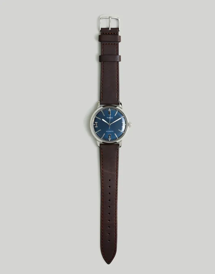 Men Watches Madewell Timex Marlin Automatic 40mm Leather Strap Watch