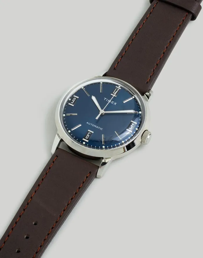 Men Watches Madewell Timex Marlin Automatic 40mm Leather Strap Watch