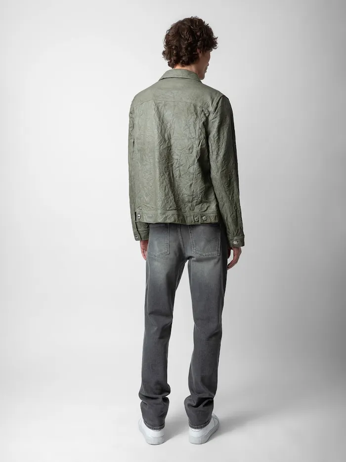 Men Zadig and Voltaire Jackets and Coats Base Crinkled Leather Jacket Treillis