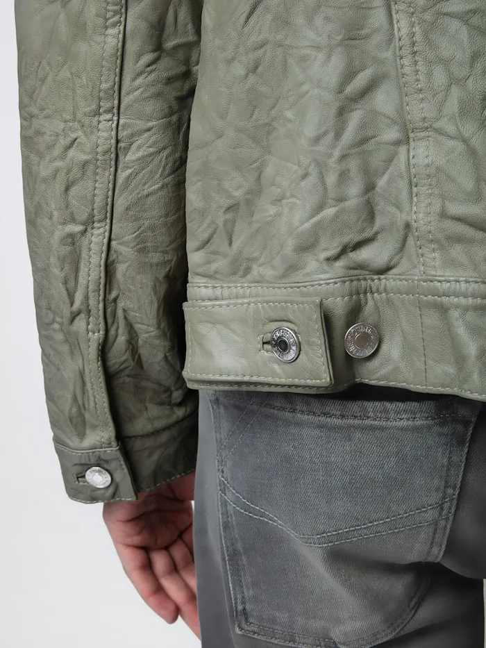 Men Zadig and Voltaire Jackets and Coats Base Crinkled Leather Jacket Treillis