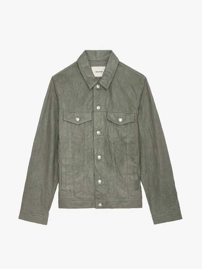 Men Zadig and Voltaire Jackets and Coats Base Crinkled Leather Jacket Treillis