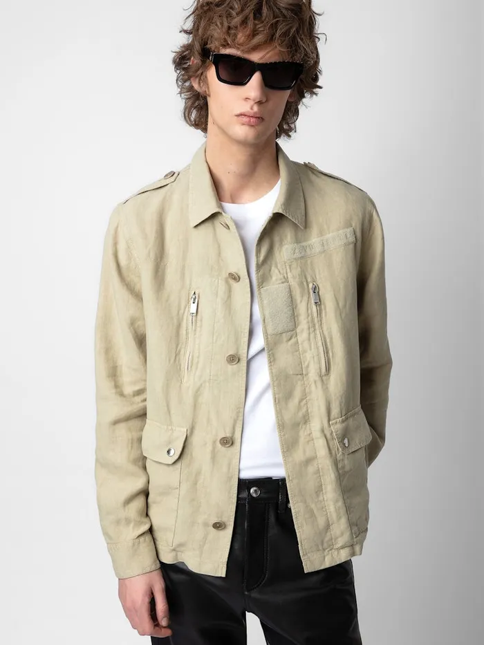Men Zadig and Voltaire Jackets and Coats Kido Linen Jacket Light Beige