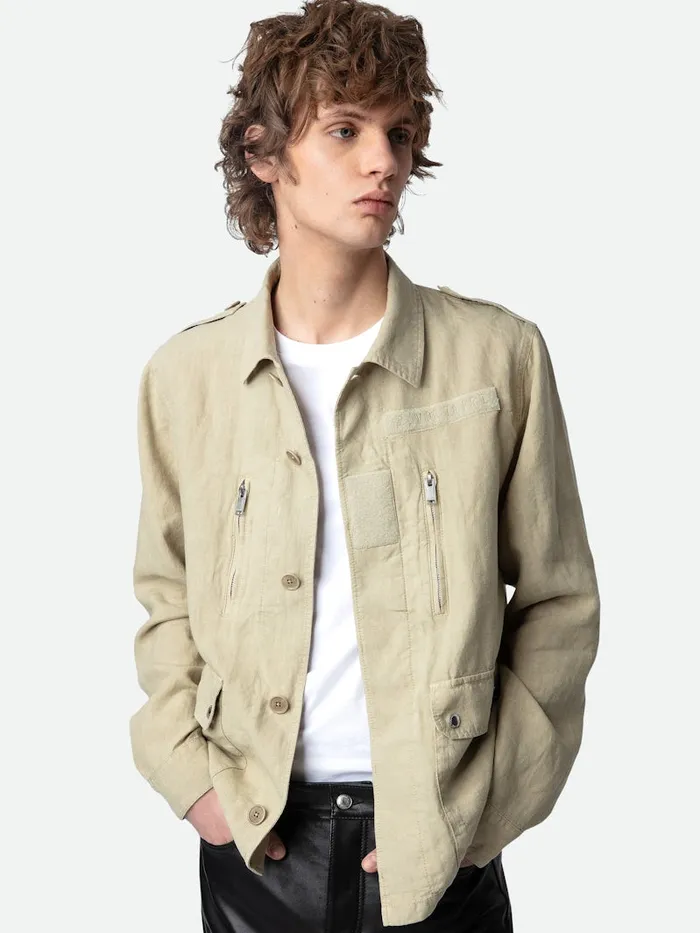 Men Zadig and Voltaire Jackets and Coats Kido Linen Jacket Light Beige