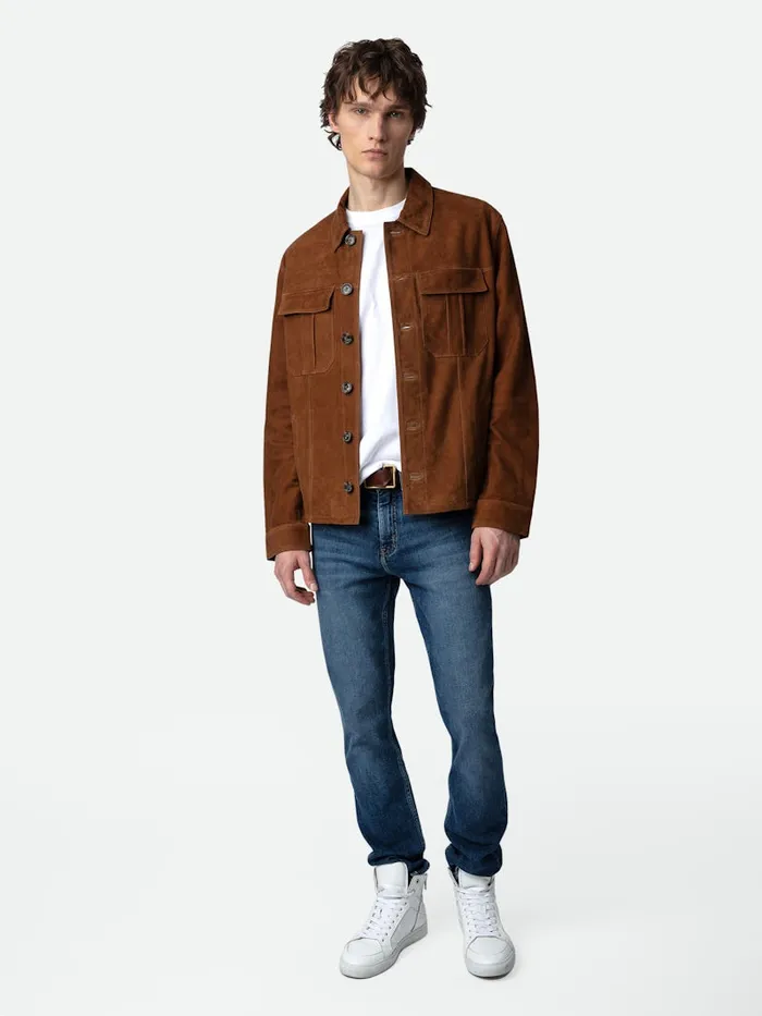Men Zadig and Voltaire Jackets and Coats Kuba Suede Jacket Cognac