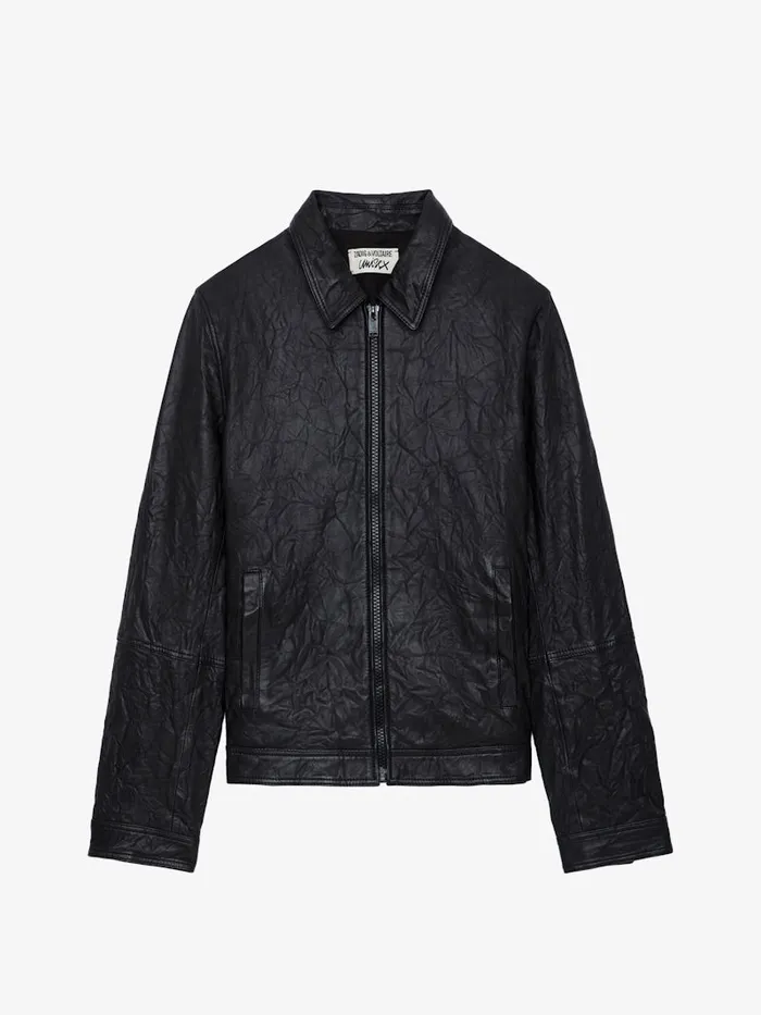 Men Zadig and Voltaire Jackets and Coats Lasso Crinkled Leather Jacket Black