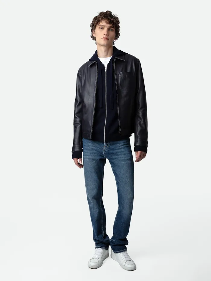 Men Zadig and Voltaire Jackets and Coats Lasso Leather Jacket Encre