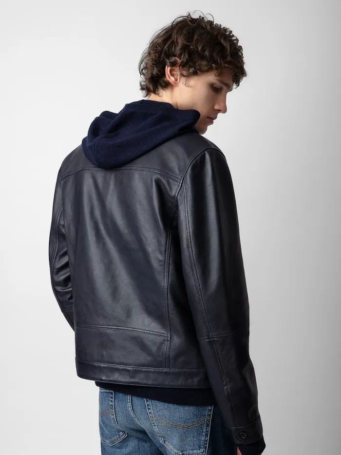 Men Zadig and Voltaire Jackets and Coats Lasso Leather Jacket Encre