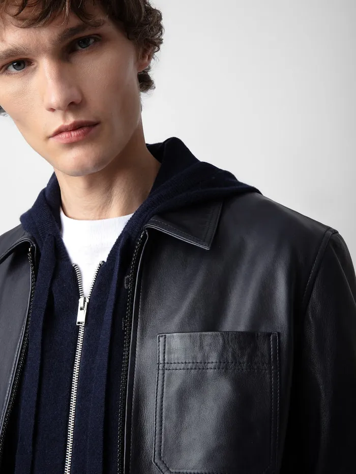 Men Zadig and Voltaire Jackets and Coats Lasso Leather Jacket Encre