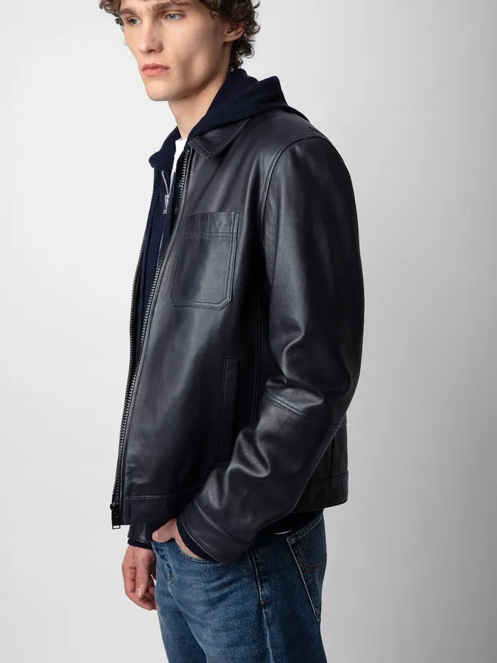 Men Zadig and Voltaire Jackets and Coats Lasso Leather Jacket Encre