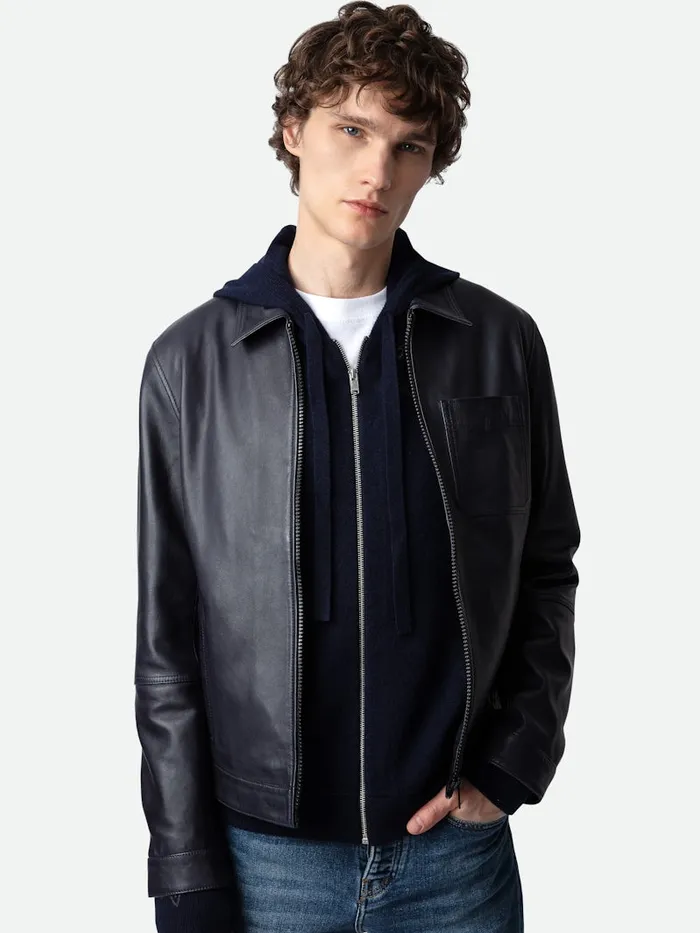 Men Zadig and Voltaire Jackets and Coats Lasso Leather Jacket Encre
