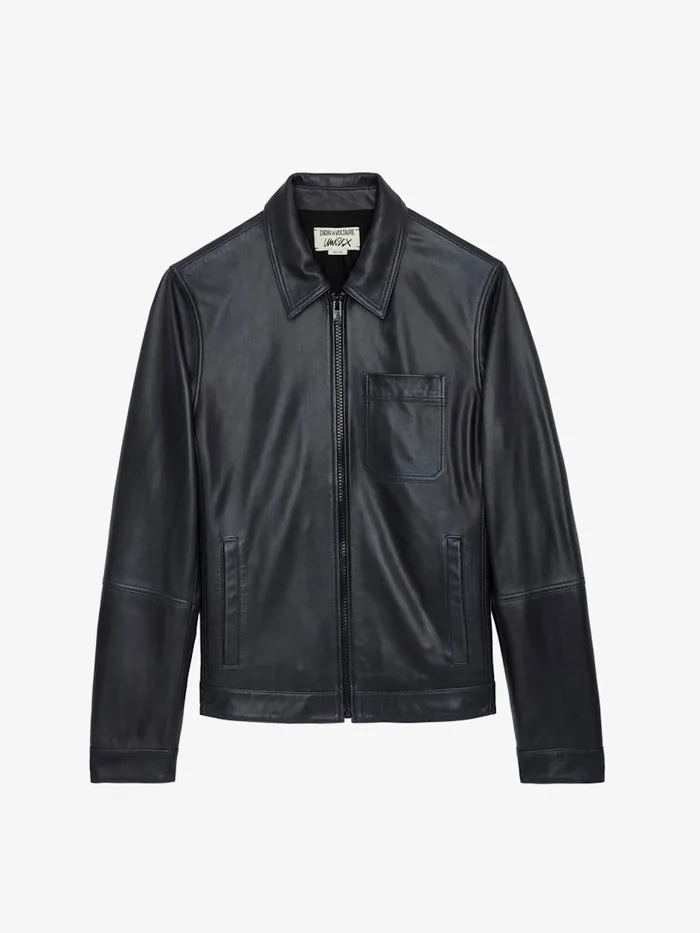 Men Zadig and Voltaire Jackets and Coats Lasso Leather Jacket Encre