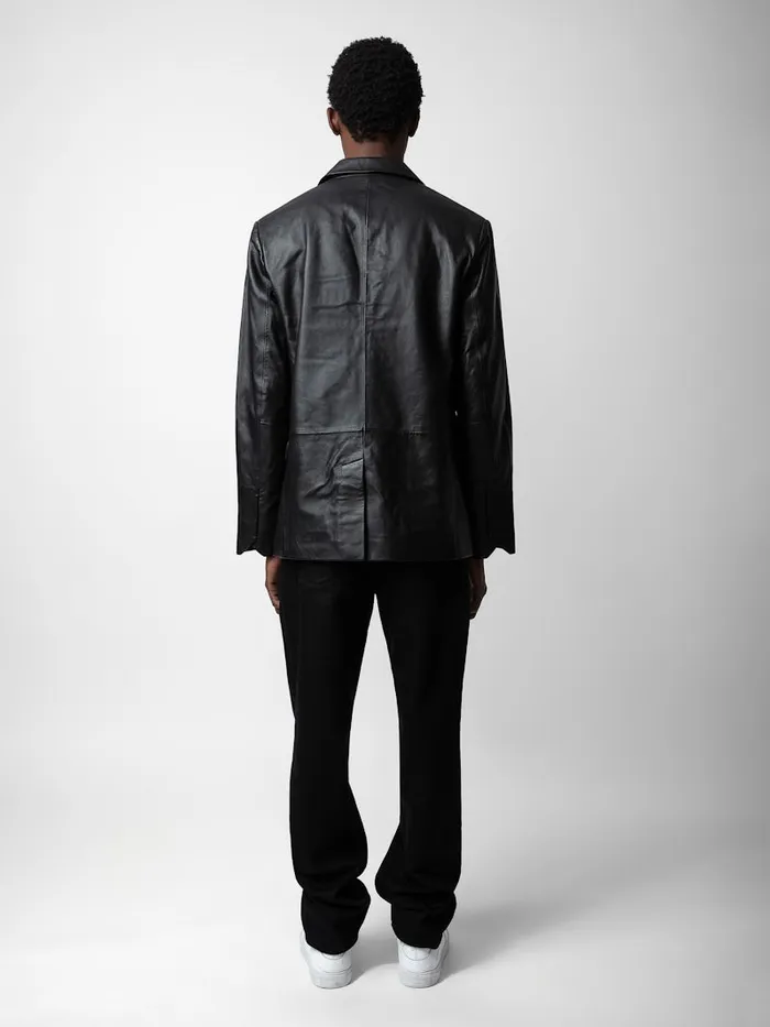 Men Zadig and Voltaire Jackets and Coats Valfried Leather Blazer Black