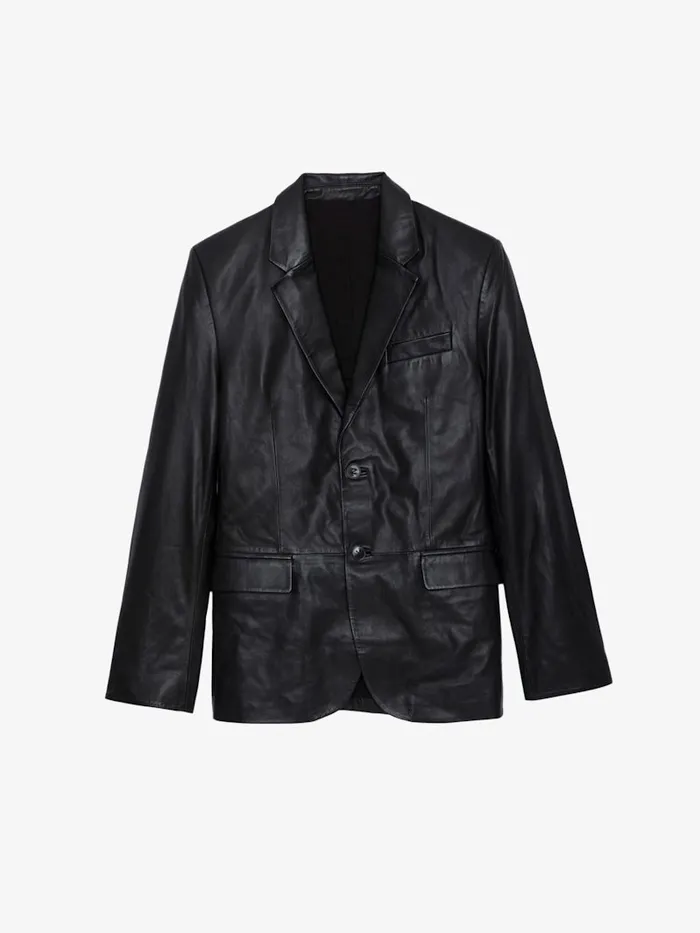 Men Zadig and Voltaire Jackets and Coats Valfried Leather Blazer Black