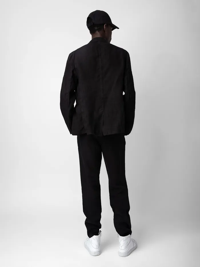 Men Zadig and Voltaire Jackets and Coats Viks Linen Blazer Black