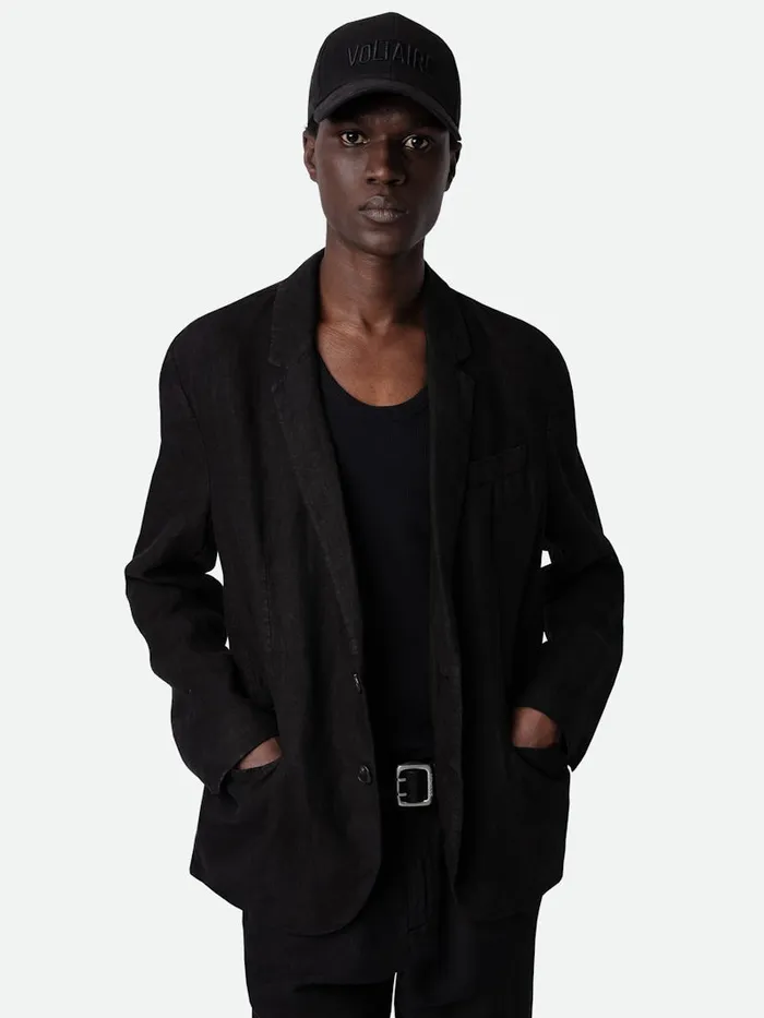 Men Zadig and Voltaire Jackets and Coats Viks Linen Blazer Black