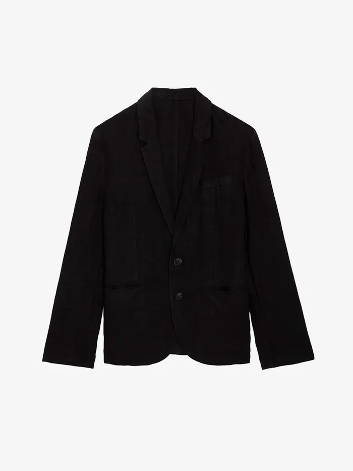 Men Zadig and Voltaire Jackets and Coats Viks Linen Blazer Black