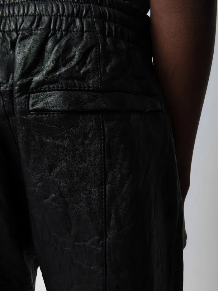 Men Zadig and Voltaire Pants and Shorts Pacha Crinkled Leather Pants Black