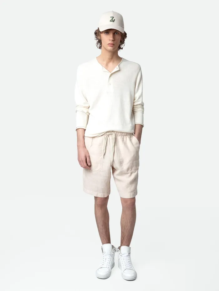 Men Zadig and Voltaire Pants and Shorts Pixel Linen Bermuda Shorts Naturel