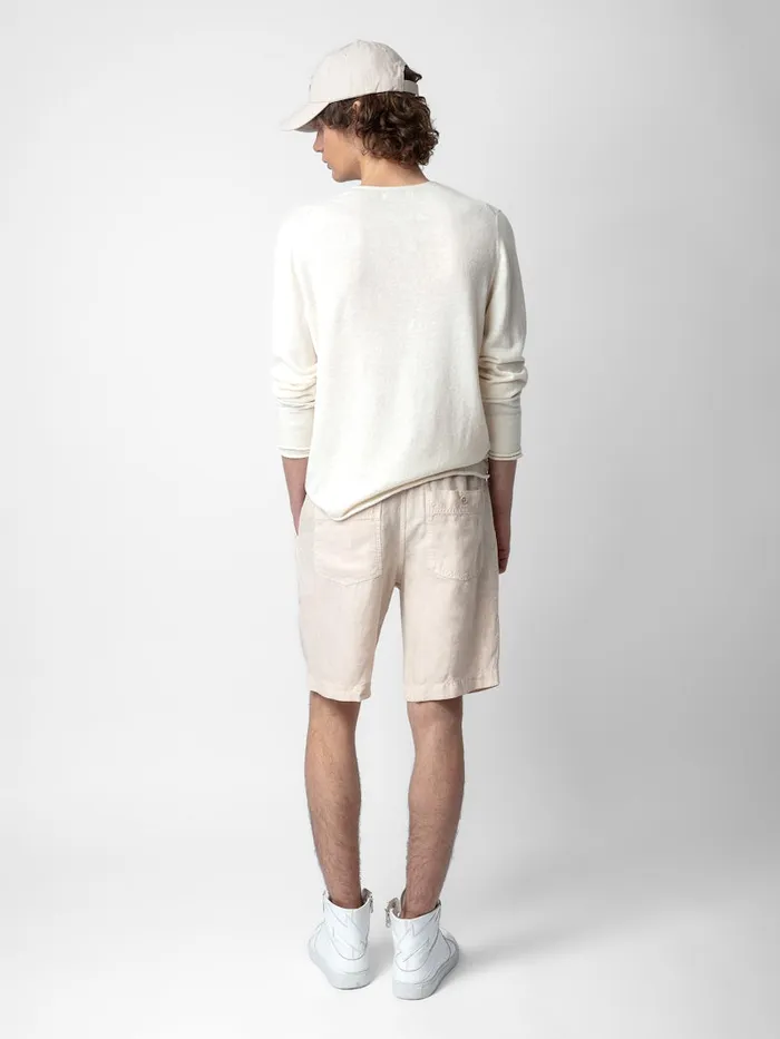 Men Zadig and Voltaire Pants and Shorts Pixel Linen Bermuda Shorts Naturel