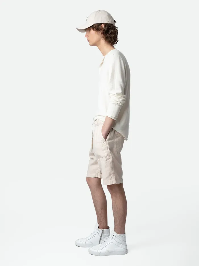 Men Zadig and Voltaire Pants and Shorts Pixel Linen Bermuda Shorts Naturel