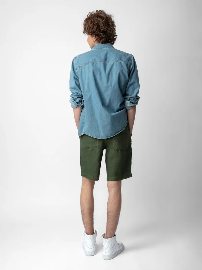 Men Zadig and Voltaire Pants and Shorts Pixel Linen Bermuda Shorts Used Kaki