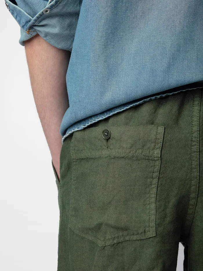 Men Zadig and Voltaire Pants and Shorts Pixel Linen Bermuda Shorts Used Kaki