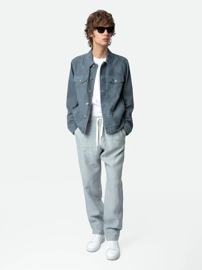 Men Zadig and Voltaire Pants and Shorts Pixel Linen Pants Ciel