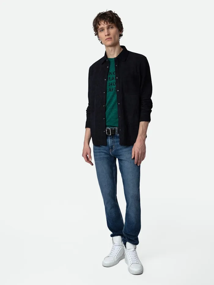 Men Zadig and Voltaire Shirts Serge Suede Shirt Encre