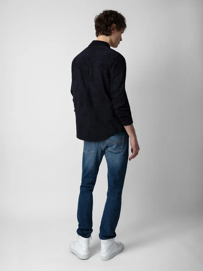 Men Zadig and Voltaire Shirts Serge Suede Shirt Encre