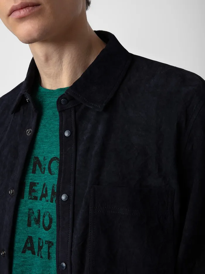 Men Zadig and Voltaire Shirts Serge Suede Shirt Encre