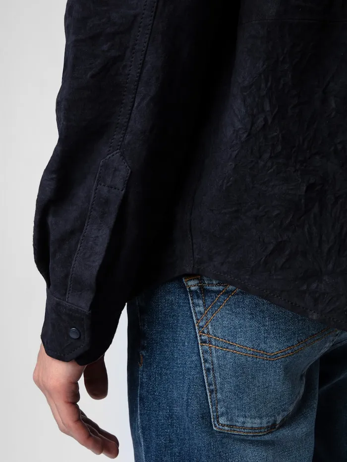 Men Zadig and Voltaire Shirts Serge Suede Shirt Encre