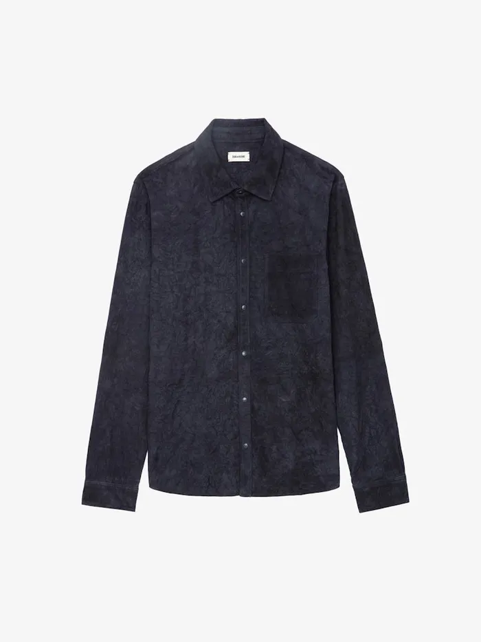 Men Zadig and Voltaire Shirts Serge Suede Shirt Encre