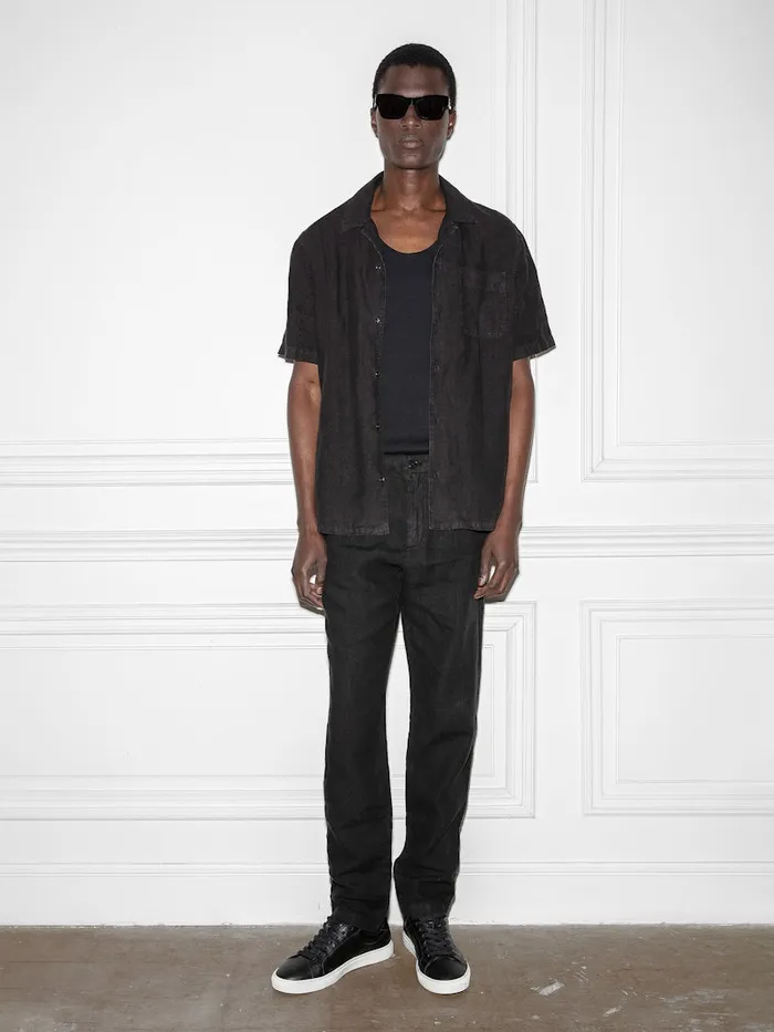 Men Zadig and Voltaire Shirts Sloan Linen Shirt Black
