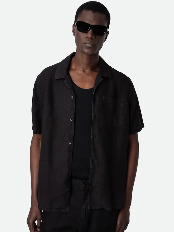 Men Zadig and Voltaire Shirts Sloan Linen Shirt Black