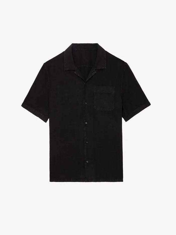 Men Zadig and Voltaire Shirts Sloan Linen Shirt Black