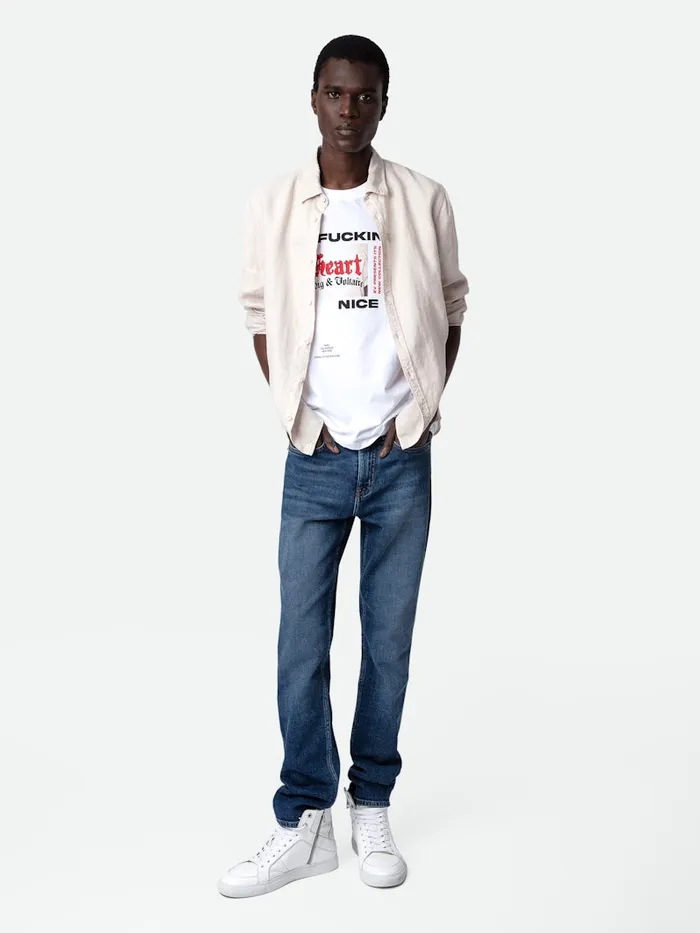 Men Zadig and Voltaire Shirts Stan Linen Shirt Naturel