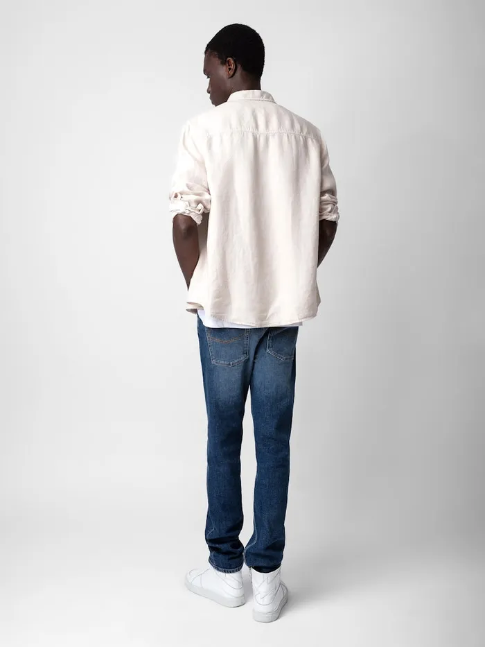 Men Zadig and Voltaire Shirts Stan Linen Shirt Naturel