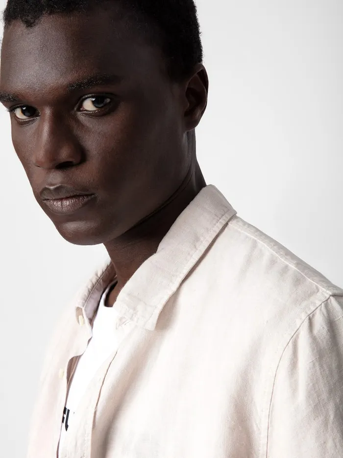 Men Zadig and Voltaire Shirts Stan Linen Shirt Naturel