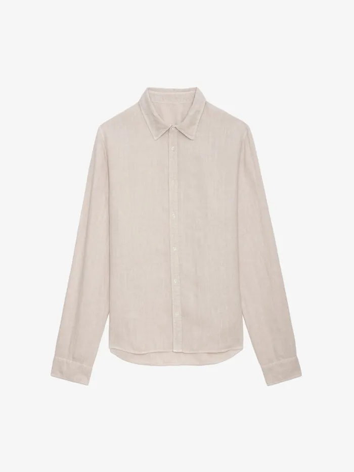 Men Zadig and Voltaire Shirts Stan Linen Shirt Naturel